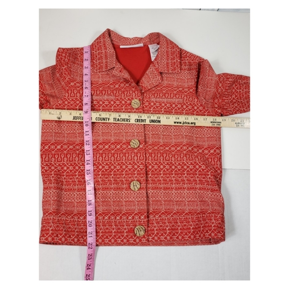 Liz Claiborne Wm Sz Small Autumn Shacket Jacket Southwest Coral~Button Details - Picture 4 of 5